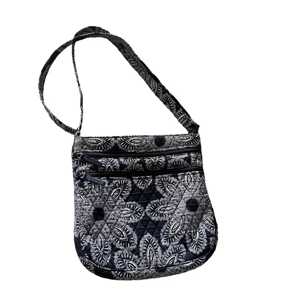 Vera Bradley Hipster Crossbody Floral Black and White Paisley Noir Crossbody Bag